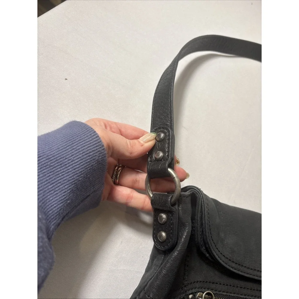 The Sak Black 100% Leather‎ Purse Handbag Bag Magnetic Flap Foldover Soft